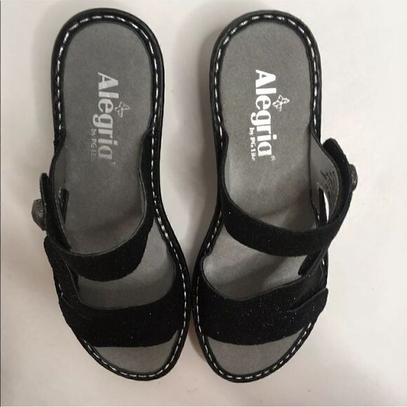 ALEGRIA BY PG LITE Loti Wedge Black Sparkle Slide - Picture 5 of 8